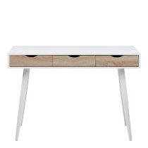 Nephi Wooden Laptop Desk With 3 Drawers In White And Oak