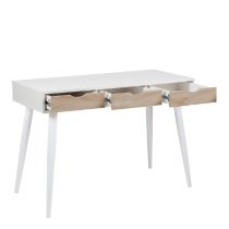 Nephi Wooden Laptop Desk With 3 Drawers In White And Oak