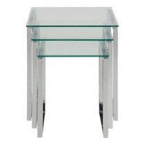 Keene Clear Glass Nest Of 3 Tables With Chrome Metal Frame