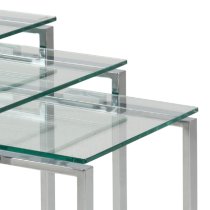 Keene Clear Glass Nest Of 3 Tables With Chrome Metal Frame