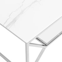 Pocatello White Marble Effect Glass Coffee Table With Chrome Frame