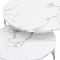 Mystique Wooden Nesting Coffee Tables In White Marble Effect