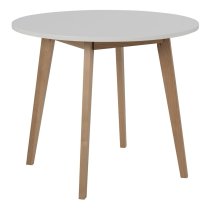 Reno Wooden Dining Table Round In White And Oak