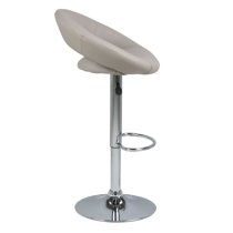 Parker Leather Bar Stool With Chrome Base In Light Grey