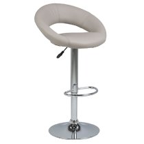 Parker Leather Bar Stool With Chrome Base In Light Grey