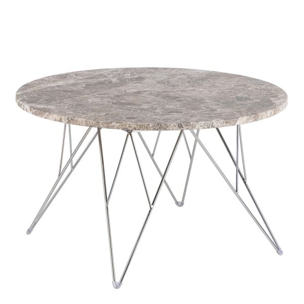 Patoka Grey Brown Marble Coffee Table With Chrome Frame