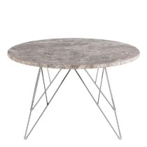 Patoka Grey Brown Marble Coffee Table With Chrome Frame