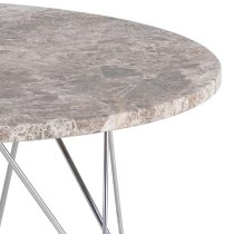 Patoka Grey Brown Marble Coffee Table With Chrome Frame