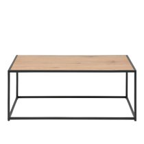 Sparks Wooden Coffee Table With Black Metal Frame In Oak