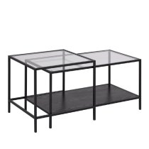 Sparks Clear Glass Nesting Coffee Tables With Black Metal Frame