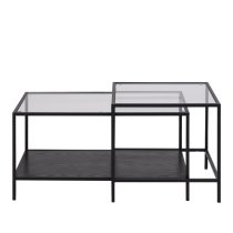 Sparks Clear Glass Nesting Coffee Tables With Black Metal Frame