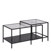 Sparks Clear Glass Nesting Coffee Tables With Black Metal Frame