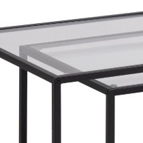 Sparks Clear Glass Nesting Coffee Tables With Black Metal Frame