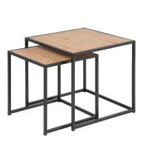 Sparks Wooden Nest Of 2 Tables With Black Metal Frame In Oak