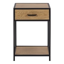 Sparks Wooden Bedside Cabinet With 1 Door In Oak And Black