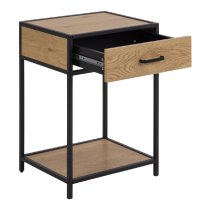 Sparks Wooden Bedside Cabinet With 1 Door In Oak And Black