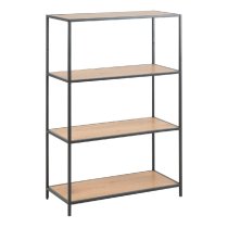 Sparks Wooden Bookcase With 3 Shelves In Oak And Matt Black