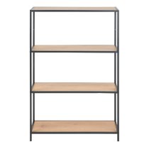 Sparks Wooden Bookcase With 3 Shelves In Oak And Matt Black