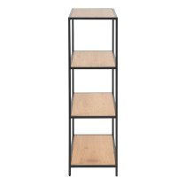 Sparks Wooden Bookcase With 3 Shelves In Oak And Matt Black