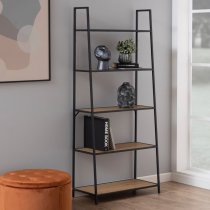 Sparks Wooden Bookcase With 5 Shelves In Oak And Black