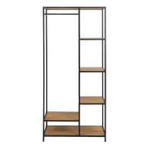 Sparks Wooden Clothes Rack With 5 Shelves In Oak And Black