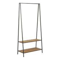 Sparks Wooden Clothes Stand With 2 Shelves In Oak And Black