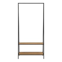 Sparks Wooden Clothes Stand With 2 Shelves In Oak And Black