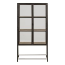 Sparks Wooden Display Cabinet With 2 Doors In Oak And Black