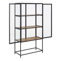 Sparks Wooden Display Cabinet With 2 Doors In Oak And Black