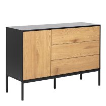 Sparks Wooden Sideboard With 1 Door 3 Drawers In Black And Oak