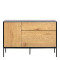 Sparks Wooden Sideboard With 1 Door 3 Drawers In Black And Oak