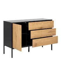 Sparks Wooden Sideboard With 1 Door 3 Drawers In Black And Oak