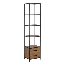 Sparks Wooden Bookcase With 2 Drawers In Oak And Black