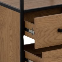 Sparks Wooden Bookcase With 2 Drawers In Oak And Black