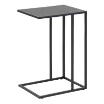 Sparks Wooden Side Table With Metal Frame In Black