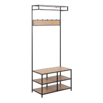 Sparks Wooden Clothes Stand With 3 Shelves In Oak And Black