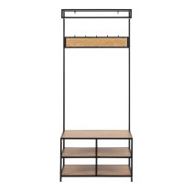 Sparks Wooden Clothes Stand With 3 Shelves In Oak And Black