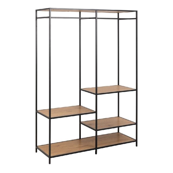 Sparks Wooden Clothes Stand With 4 Shelves In Oak And Black