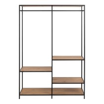 Sparks Wooden Clothes Stand With 4 Shelves In Oak And Black