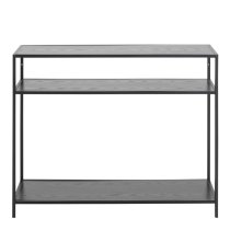 Sparks Wooden Console Table With 2 Shelves In Ash Black