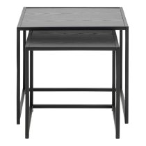 Sparks Wooden Nest Of 2 Tables Square In Ash Black