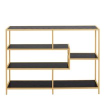 Sparks Wooden Bookcase With 4 Shelves And Gold Frame In Black