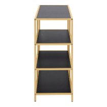 Sparks Wooden Bookcase With 4 Shelves And Gold Frame In Black