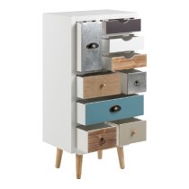 Taos Wooden Chest Of 9 Drawers With Oak Legs In Multicolour