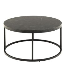 Salem Wooden Coffee Table Round In Black Marble Effect