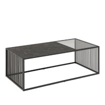 Salem Wooden And Glass Coffee Tables In Black Marble Effect