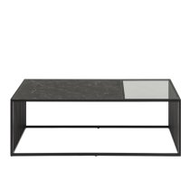 Salem Wooden And Glass Coffee Tables In Black Marble Effect