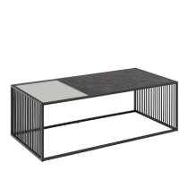 Salem Wooden And Glass Coffee Tables In Black Marble Effect