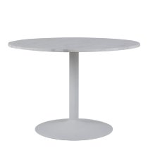 Tama White Marble Dining Table Round In Metal Base