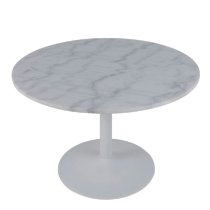 Tama White Marble Dining Table Round In Metal Base